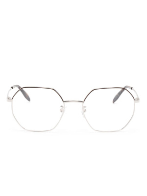 

Logo-engraved round frame glasses, Alexander McQueen Eyewear Logo-engraved round frame glasses