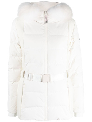 

Logo-patch padded down jacket, Yves Salomon Logo-patch padded down jacket