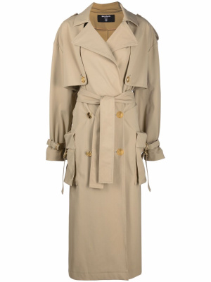 

Long belted trench coat, Balmain Long belted trench coat