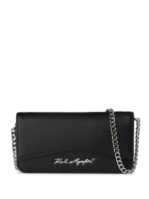 

Logo-plaque leather clutch, Karl Lagerfeld Logo-plaque leather clutch