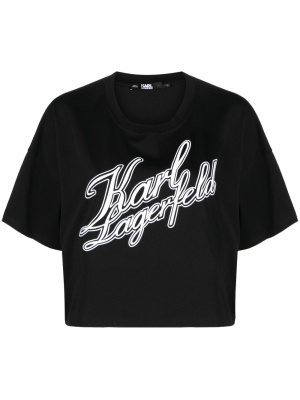 

Logo-print organic-cotton cropped T-shirt, Karl Lagerfeld Logo-print organic-cotton cropped T-shirt