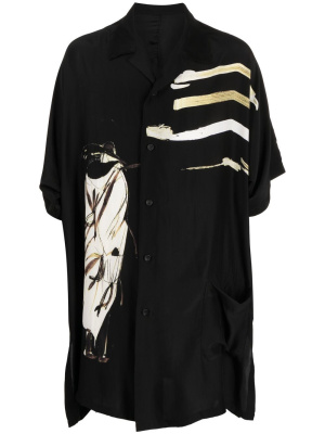 

Painterly-print silk shirt, Yohji Yamamoto Painterly-print silk shirt