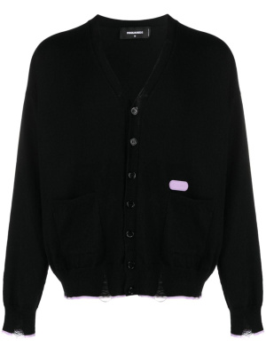 

Contrast-trim wool blend cardigan, Dsquared2 Contrast-trim wool blend cardigan