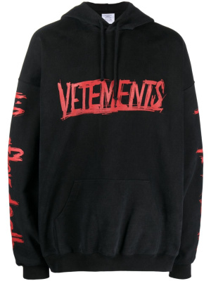 

Logo-print cotton hoodie, VETEMENTS Logo-print cotton hoodie