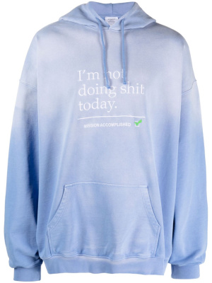 

Embroidered-slogan cotton hoodie, VETEMENTS Embroidered-slogan cotton hoodie