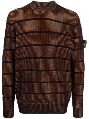 

Compass-motif striped wool jumper, Stone Island Compass-motif striped wool jumper