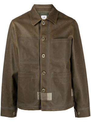 

Logo-print coated shirt jacket, C.P. Company Logo-print coated shirt jacket