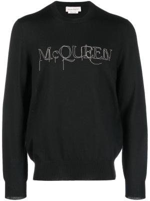 

Embroidered-logo cotton jumper, Alexander McQueen Embroidered-logo cotton jumper