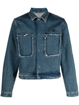 

Spread-collar distressed denim jacket, MM6 Maison Margiela Spread-collar distressed denim jacket