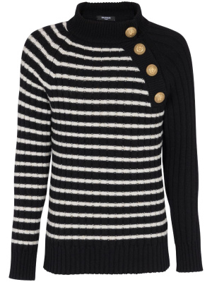 

Embossed-button striped jumper, Balmain Embossed-button striped jumper