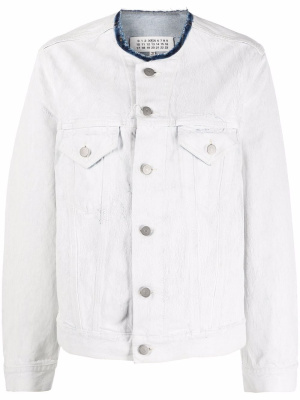 

Collarless denim jacket, Maison Margiela Collarless denim jacket