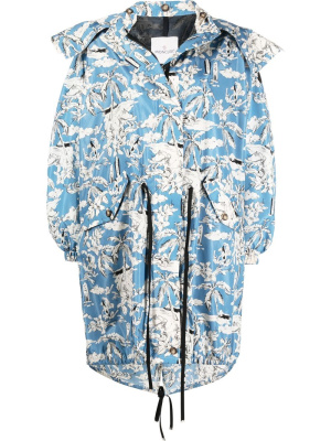 

Tropical-print oversized hooded parka, Moncler Tropical-print oversized hooded parka