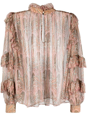 

Ruffled paisley-print silk blouse, ETRO Ruffled paisley-print silk blouse