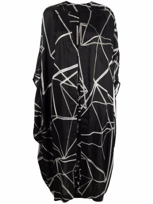 

Geometric-print V-neck coat, Rick Owens Geometric-print V-neck coat