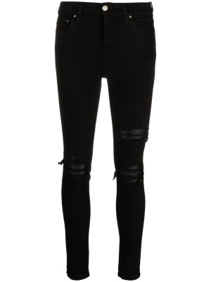 

MX1 leather-trimmed distressed skinny jeans, AMIRI MX1 leather-trimmed distressed skinny jeans