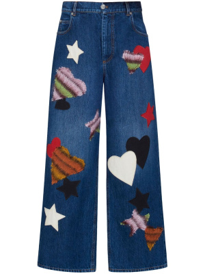 

Heart-patch straight-leg trousers, Marni Heart-patch straight-leg trousers