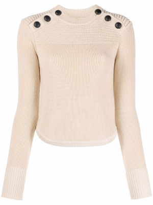 

Button-shoulder crewneck sweater, ISABEL MARANT Button-shoulder crewneck sweater