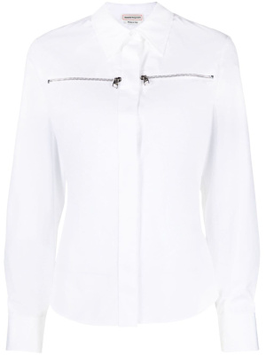

Zip-embellished cotton shirt, Alexander McQueen Zip-embellished cotton shirt
