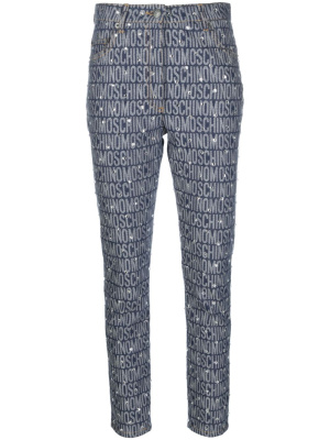 

Monogram-print skinny jeans, Moschino Monogram-print skinny jeans
