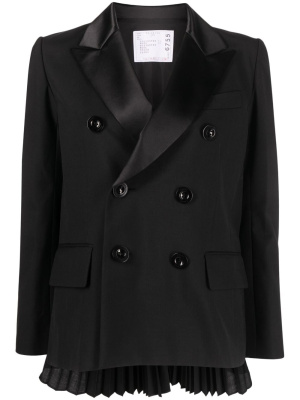 

Pleated-detail double-breasted blazer, Sacai Pleated-detail double-breasted blazer