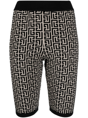 

Monogram-print knitted shorts, Balmain Monogram-print knitted shorts