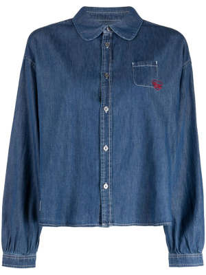 

Heart-embroidered denim shirt, CHOCOOLATE Heart-embroidered denim shirt