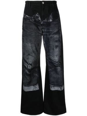 

Trompe l'oeil-print wide-leg jeans, Jean Paul Gaultier Trompe l'oeil-print wide-leg jeans