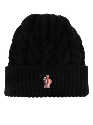 

Logo-patch cable-knit beanie, Moncler Grenoble Logo-patch cable-knit beanie