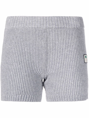 

Patch-detail ribbed-knit shorts, Palm Angels Patch-detail ribbed-knit shorts