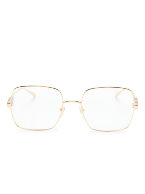 

Logo-lettering square-frame glasses, Gucci Eyewear Logo-lettering square-frame glasses