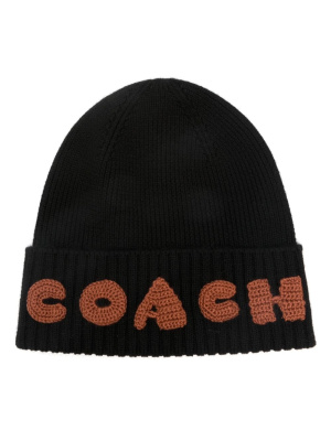 

Logo-embroidered wool beanie, Coach Logo-embroidered wool beanie