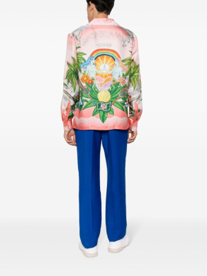 

Paix Et Amour Tennis Club-print silk shirt, Casablanca Paix Et Amour Tennis Club-print silk shirt