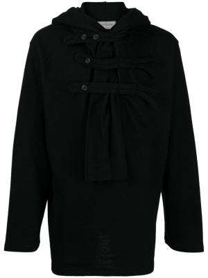 

Decorative-button wool-blend hoodie, Yohji Yamamoto Decorative-button wool-blend hoodie