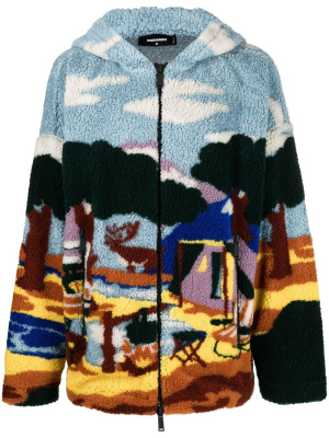 

Abstract-print hooded fleece jacket, Dsquared2 Abstract-print hooded fleece jacket