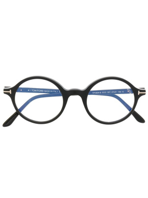 

Logo-plaque round-frame glasses, TOM FORD Eyewear Logo-plaque round-frame glasses