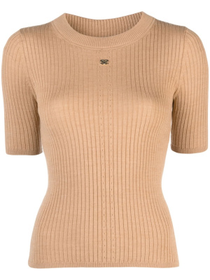 

Logo-plaque ribbed-knit top, SANDRO Logo-plaque ribbed-knit top