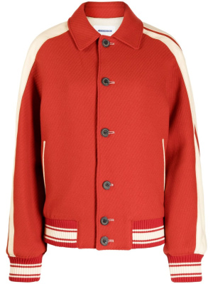 

Stripe-detail button-up bomber jacket, Ader Error Stripe-detail button-up bomber jacket