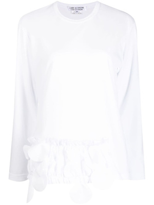 

Ruffled appliqué-detailing asymmetric T-shirt, Comme Des Garçons Comme Des Garçons Ruffled appliqué-detailing asymmetric T-shirt