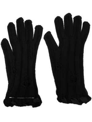 

Distressed ribbed-knit gloves, MM6 Maison Margiela Distressed ribbed-knit gloves