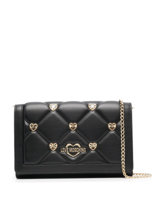 

Quilted heart stud cross body bag, Love Moschino Quilted heart stud cross body bag