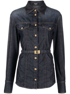 

Belted denim shirt, Balmain Belted denim shirt