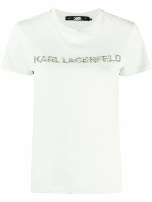 

Crysal-embellished logo T-shirt, Karl Lagerfeld Crysal-embellished logo T-shirt