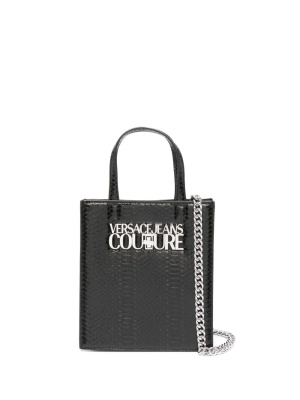 

Logo-lettering crocodile-embossed mini bag, Versace Jeans Couture Logo-lettering crocodile-embossed mini bag