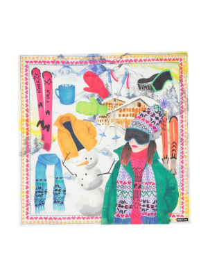 

Logo-patch graphic-print scarf, Bimba y Lola Logo-patch graphic-print scarf