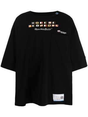 

Logo-embroidered cotton T-shirt, Maison Mihara Yasuhiro Logo-embroidered cotton T-shirt
