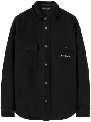 

Logo-embroidered twill shirt jacket, Palm Angels Logo-embroidered twill shirt jacket