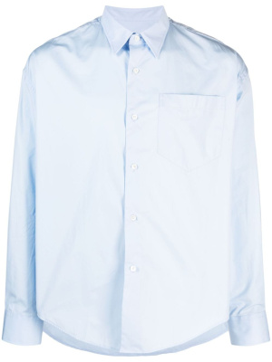 

Logo-embroidered cotton shirt, AMI Paris Logo-embroidered cotton shirt
