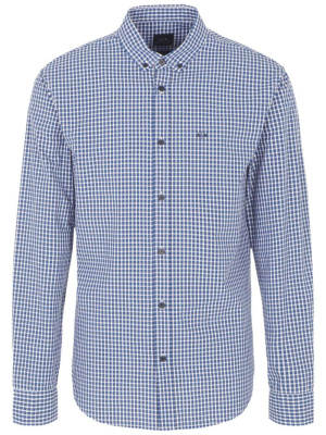 

Logo-embroidered checked cotton shirt, Armani Exchange Logo-embroidered checked cotton shirt