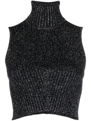 

Ribbed-knit lurex cropped top, Forte Forte Ribbed-knit lurex cropped top