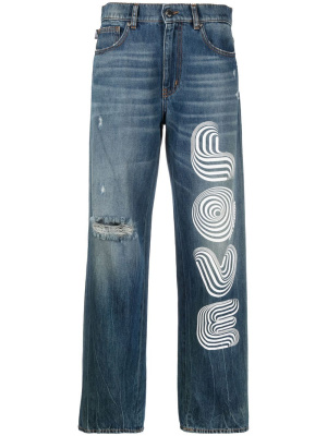 

Love-print wide-leg jeans, Love Moschino Love-print wide-leg jeans
